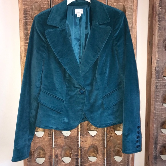 Caslon Jackets & Blazers - Caslon Teal Velvet Blazer Size Small
